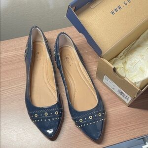 G.H. Bass & Co. Blue Flats with Gold Accents